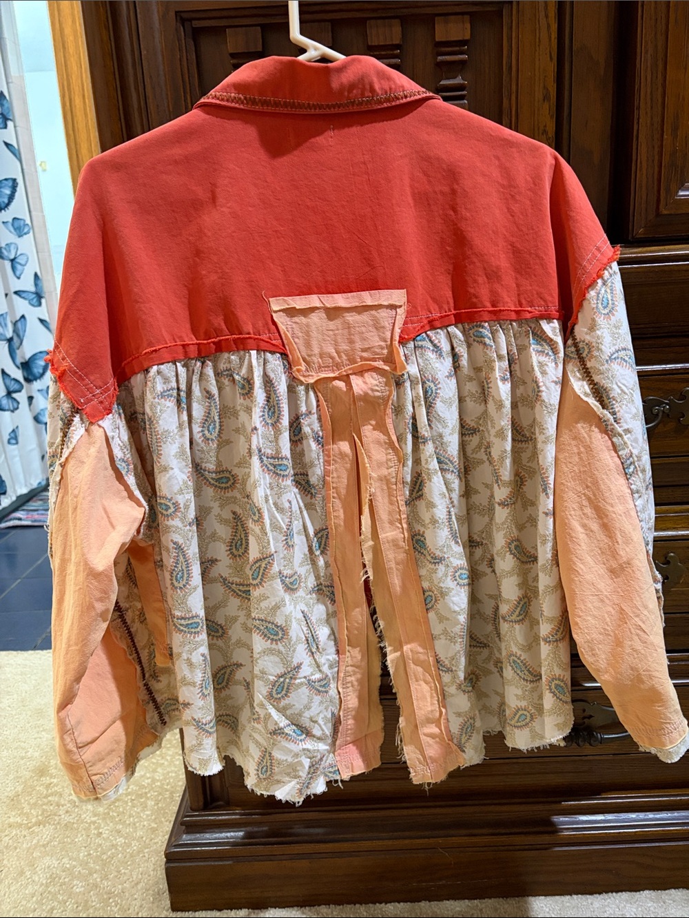POL Mixed Fabric Distressed Patchwork Jacket Small - Picture 4 of 6